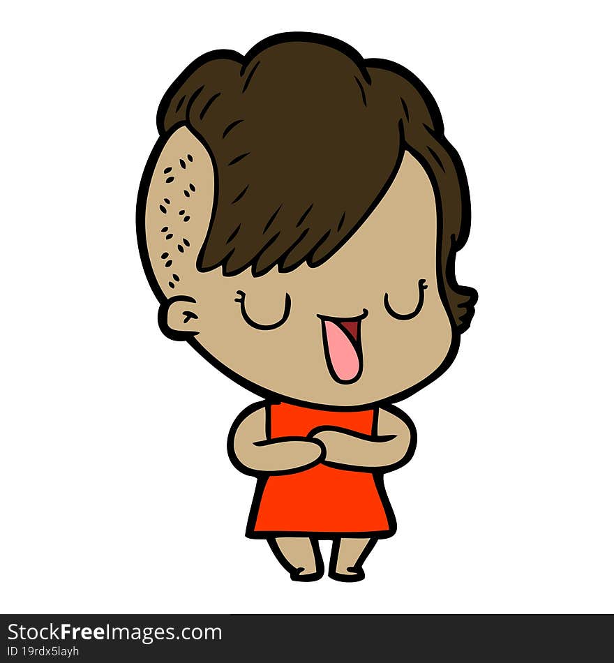 cute cartoon girl with hipster haircut. cute cartoon girl with hipster haircut