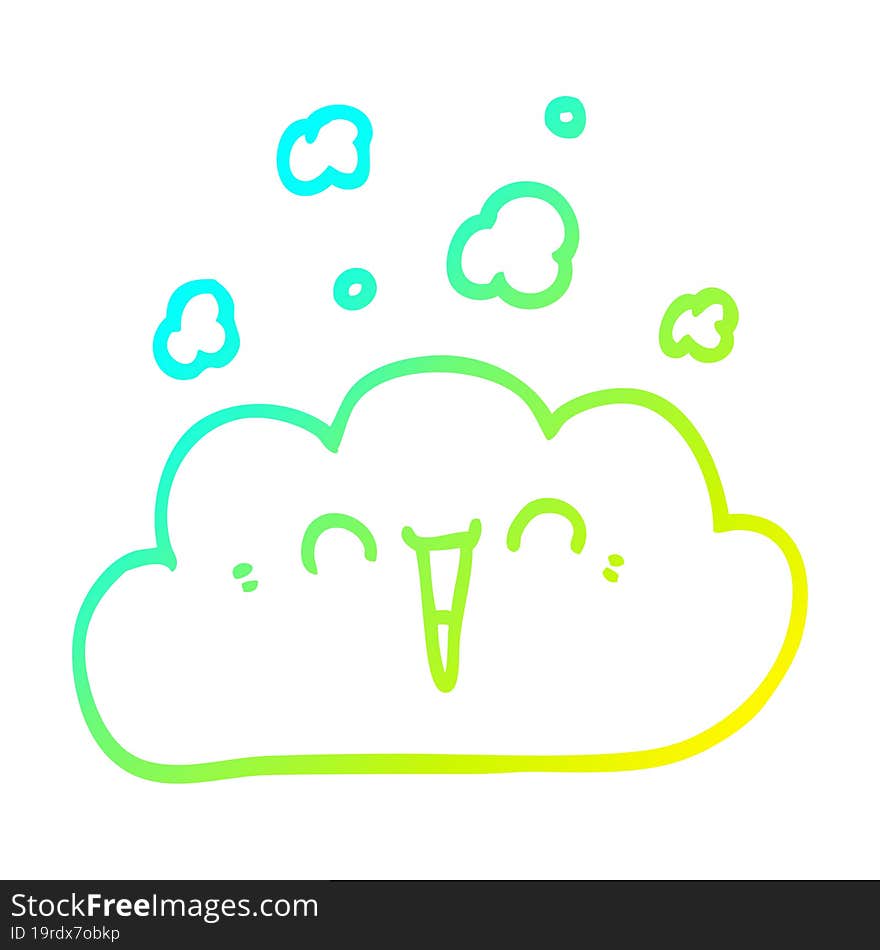 cold gradient line drawing cartoon happy cloud