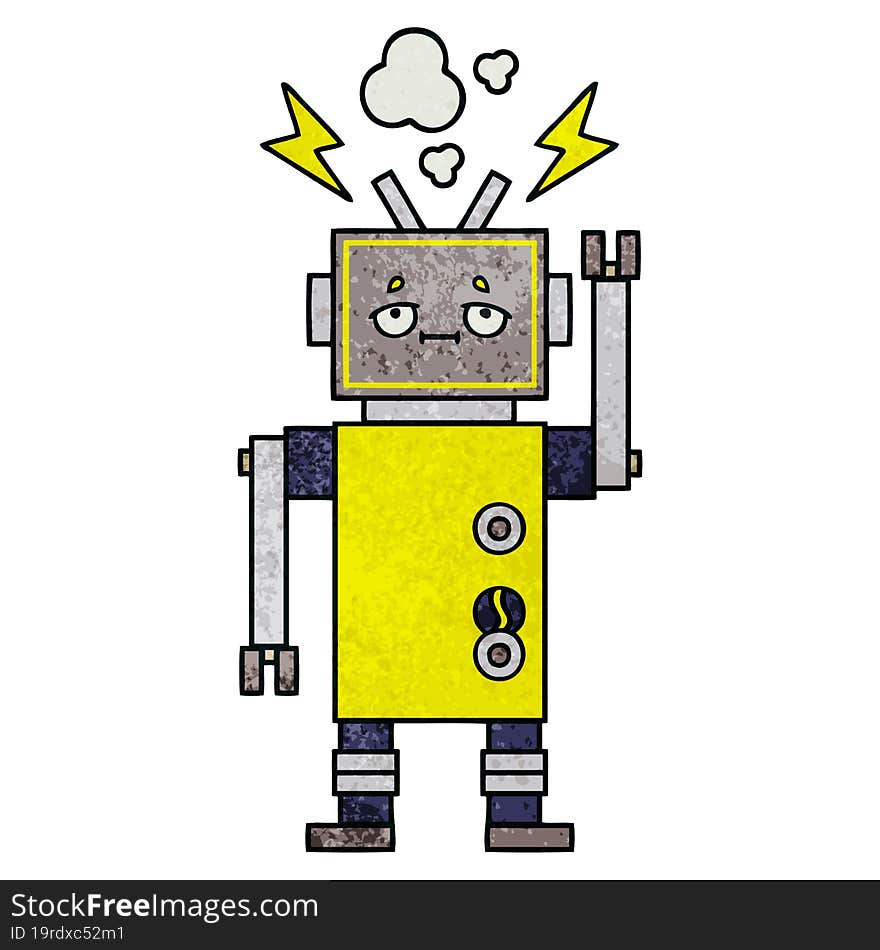 Retro Grunge Texture Cartoon Robot