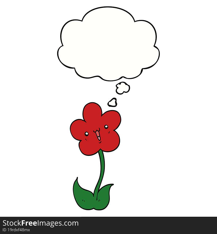 cartoon flower and thought bubble