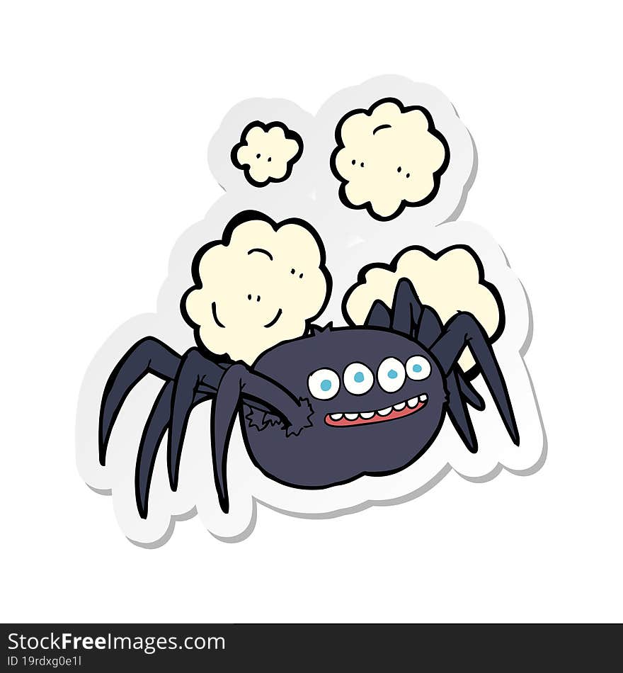 sticker of a cartoon spooky spider