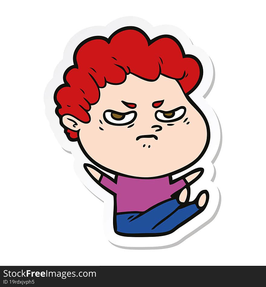 Sticker Of A Cartoon Angry Man