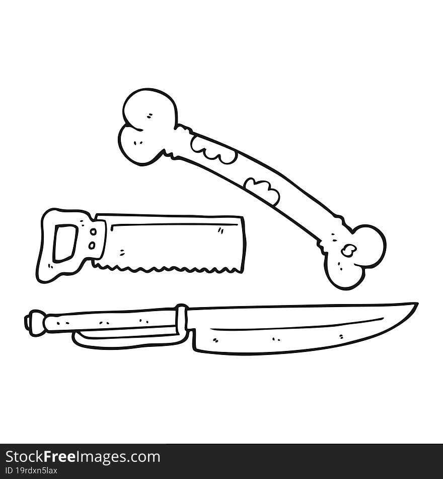 Black And White Cartoon Knife