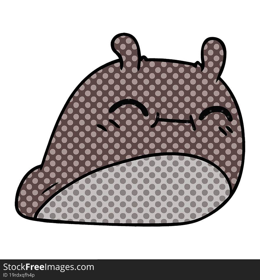 Cartoon Of A Happy Kawaii Slug