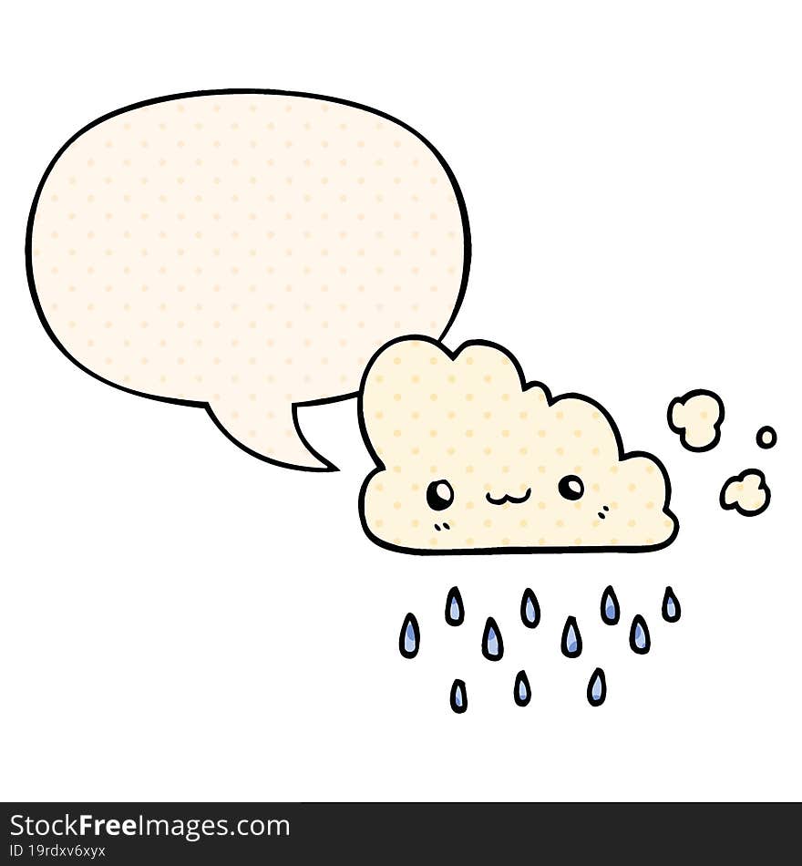 Cartoon Storm Cloud And Speech Bubble In Comic Book Style