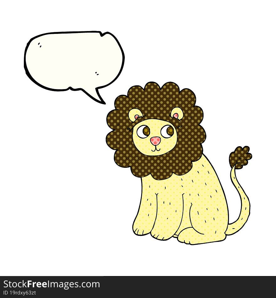 comic book speech bubble cartoon cute lion