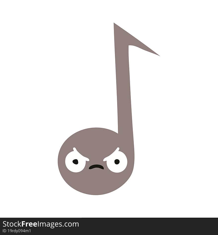 flat color retro cartoon of a musical note