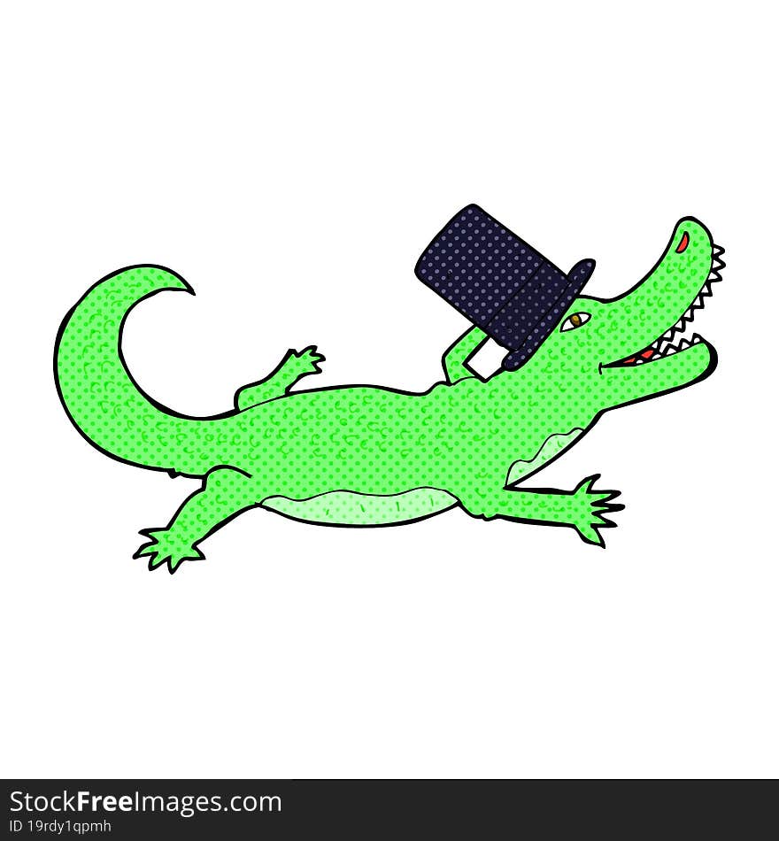 Cartoon Crocodile In Top Hat