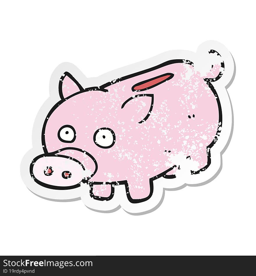 retro distressed sticker of a cartoon piggy bank