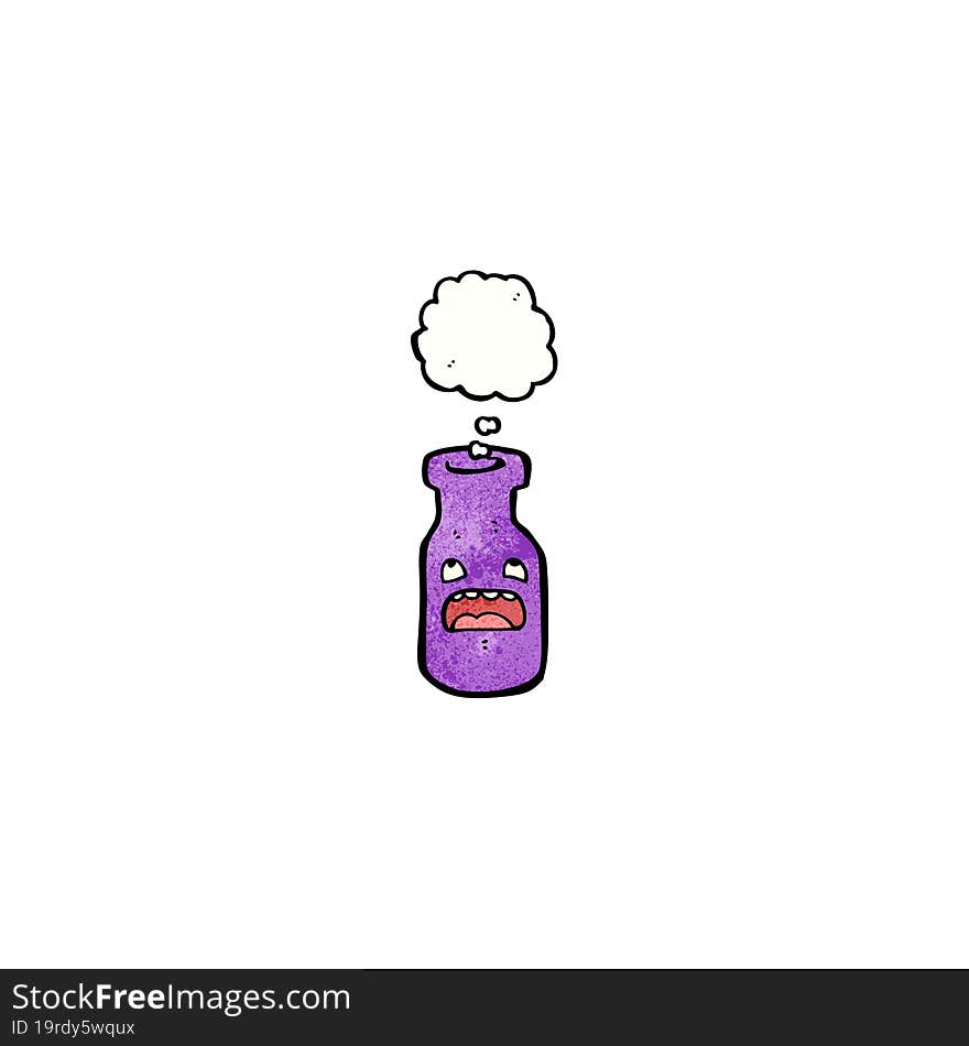 Cartoon Bottle With Thought Bubble