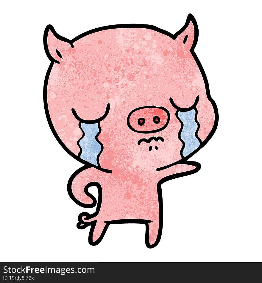 cartoon pig crying. cartoon pig crying