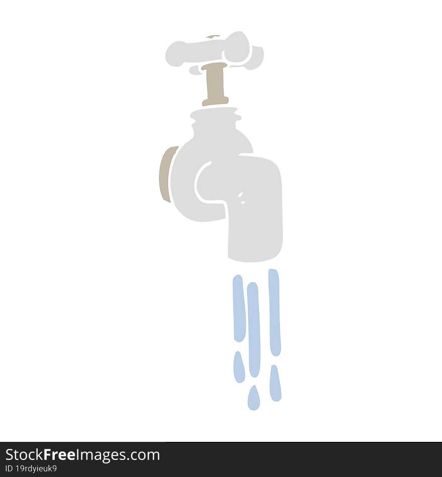 flat color illustration of a cartoon running faucet