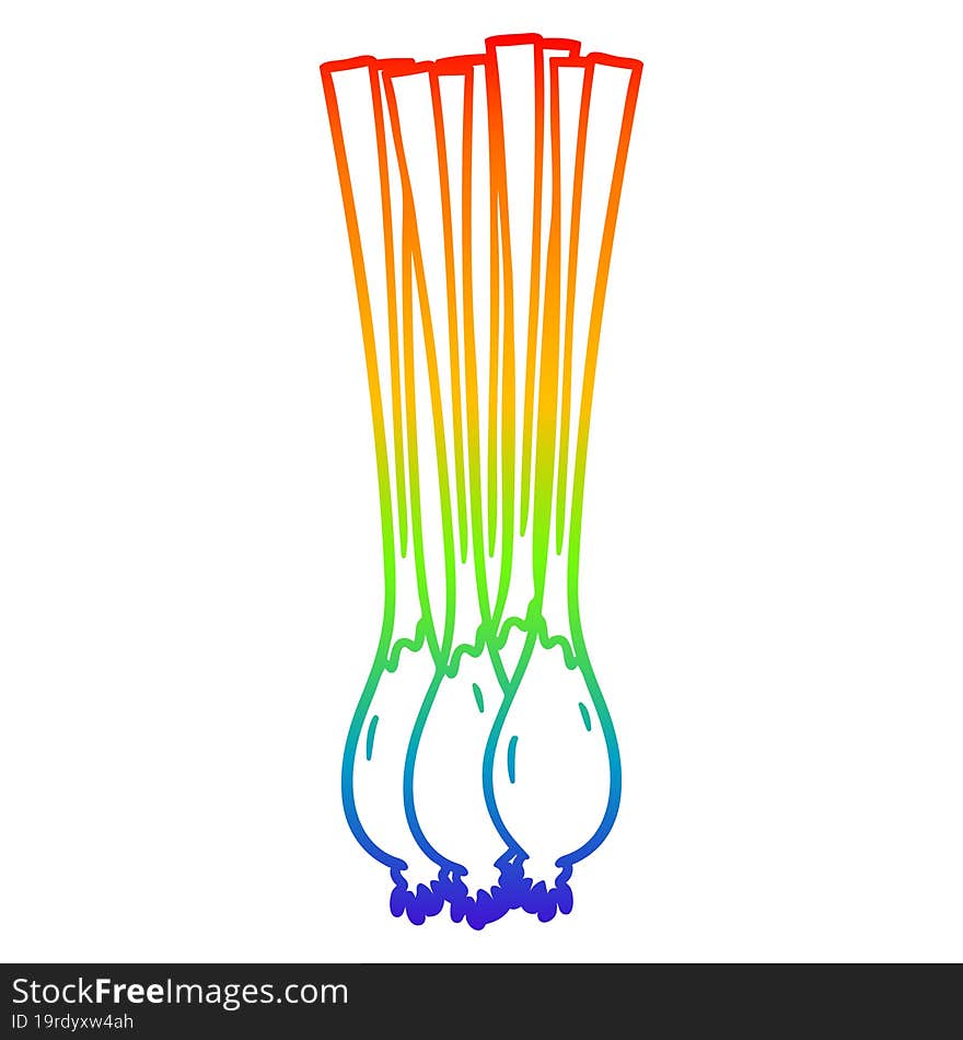 rainbow gradient line drawing of a cartoon spring onions