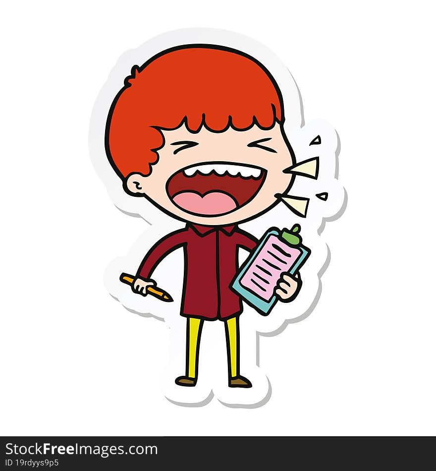 Sticker Of A Cartoon Laughing Man