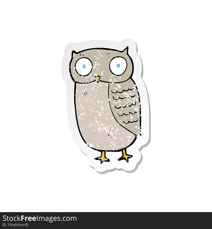 retro distressed sticker of a cartoon owl