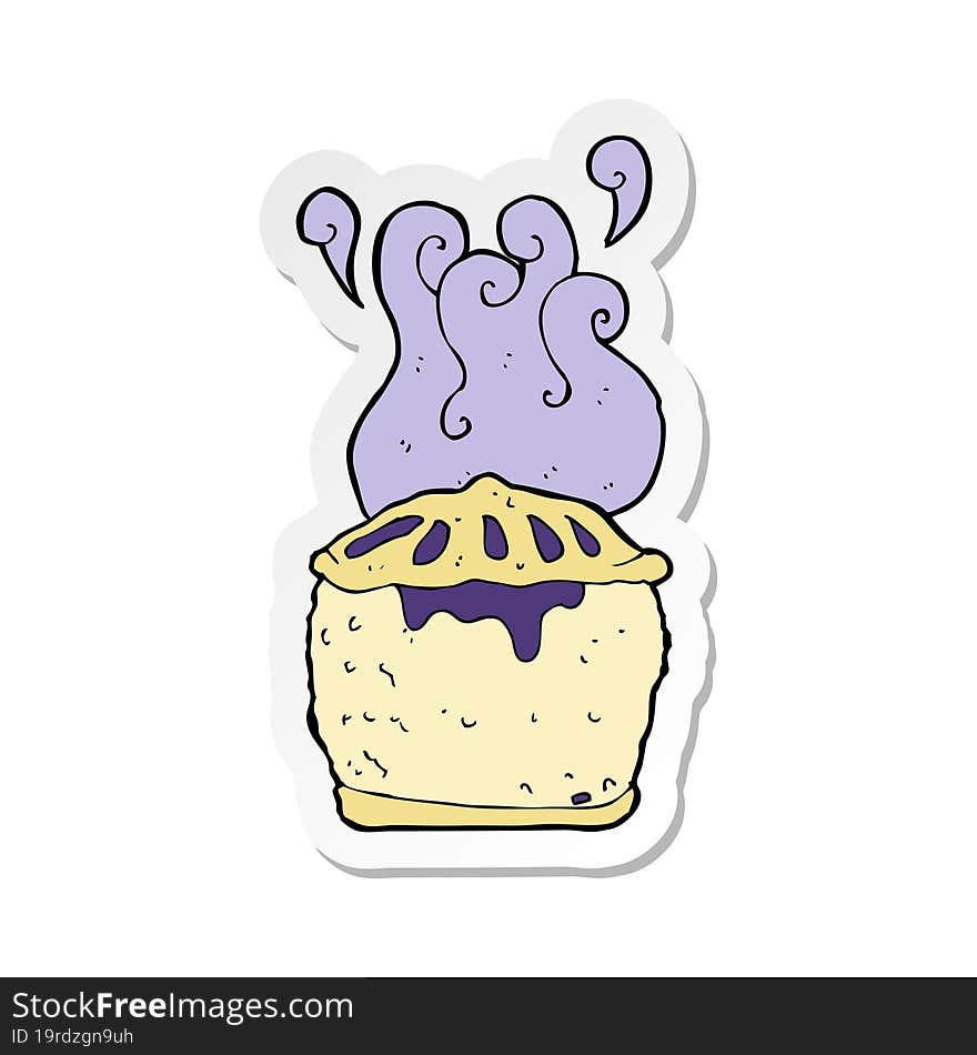 sticker of a cartoon blueberry pie