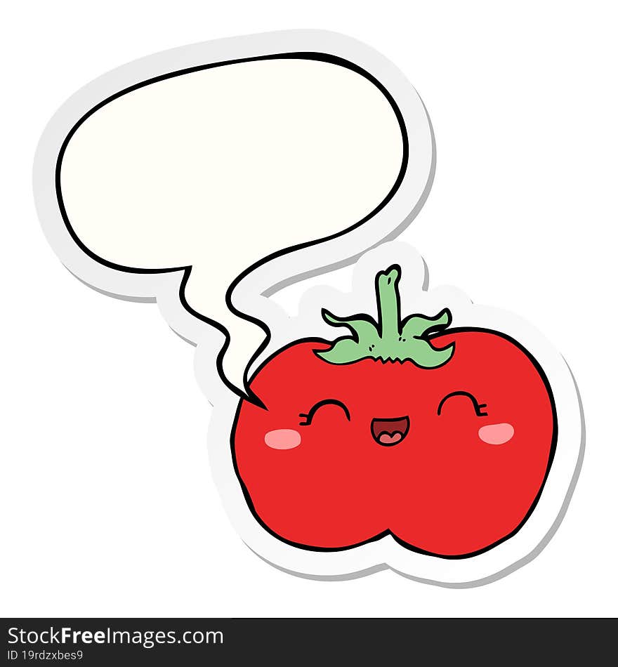 cartoon tomato and speech bubble sticker