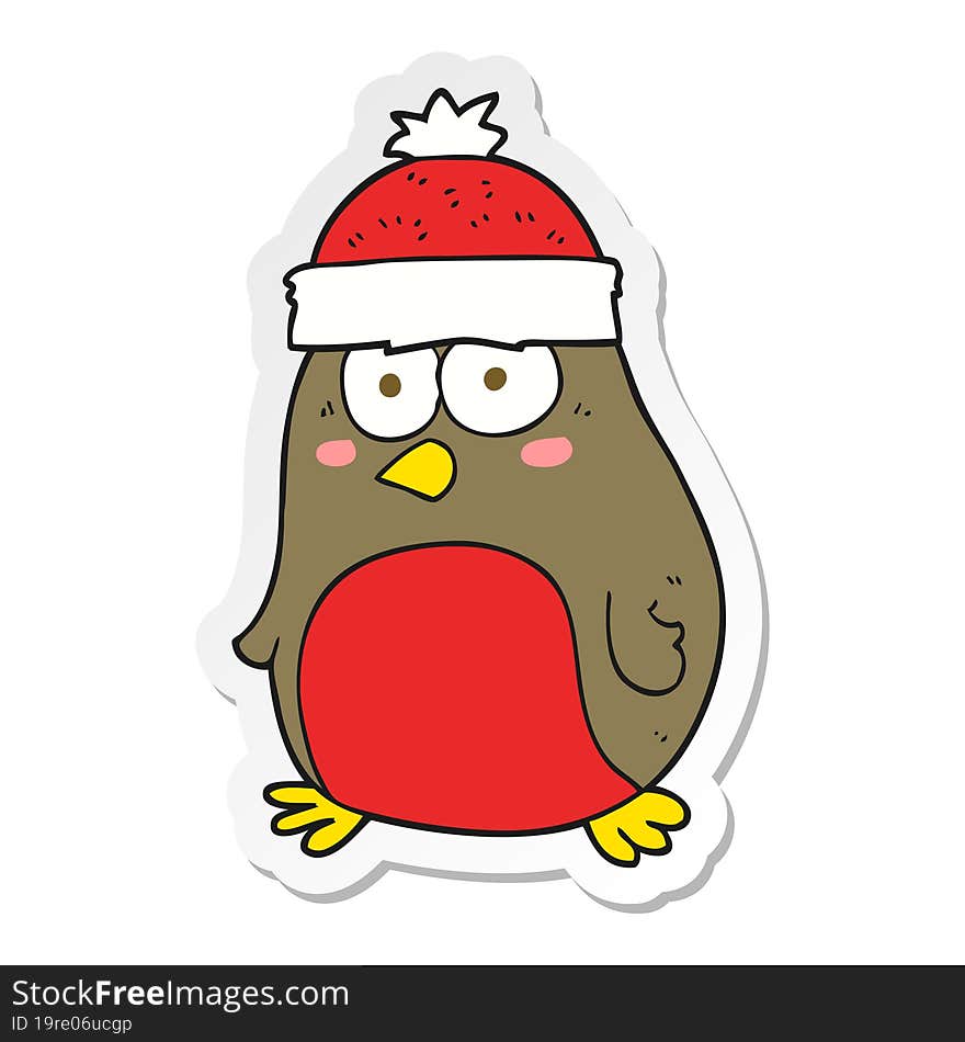 sticker of a cartoon christmas robin