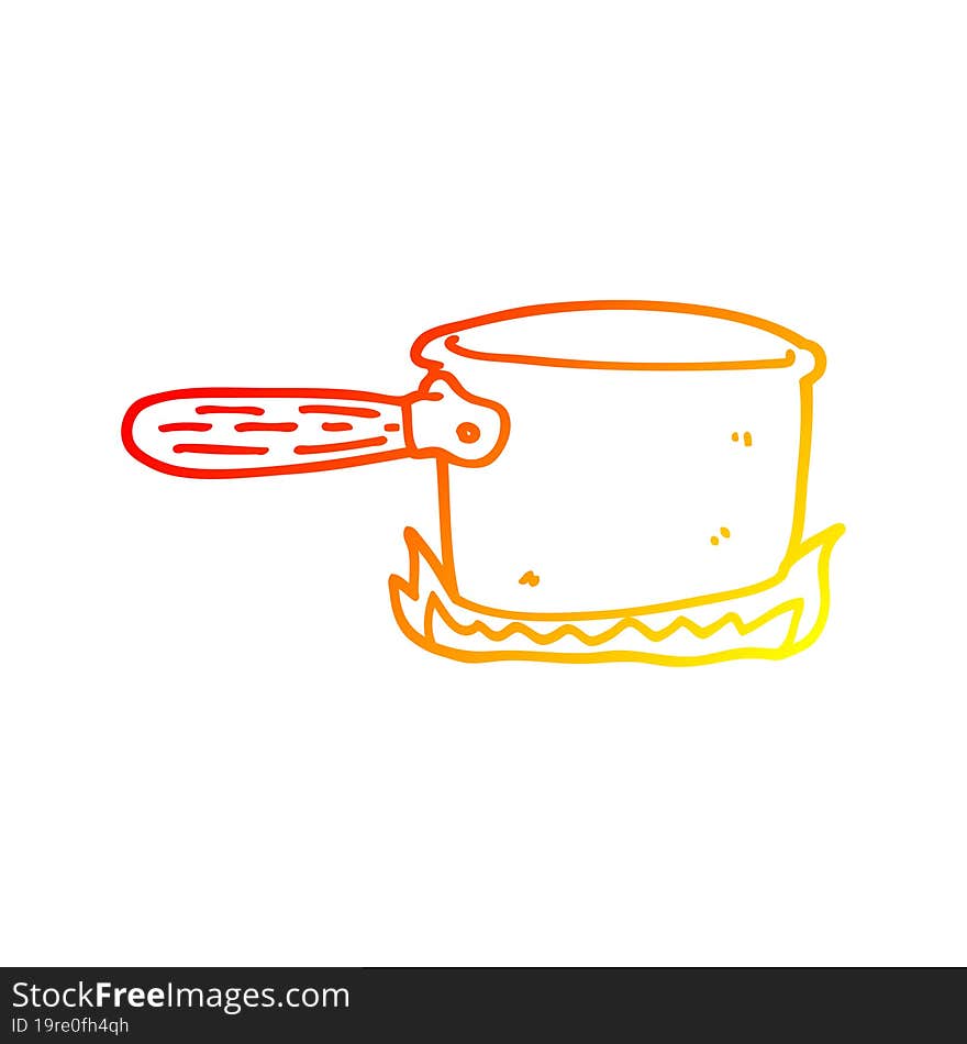 warm gradient line drawing cartoon cooking pan