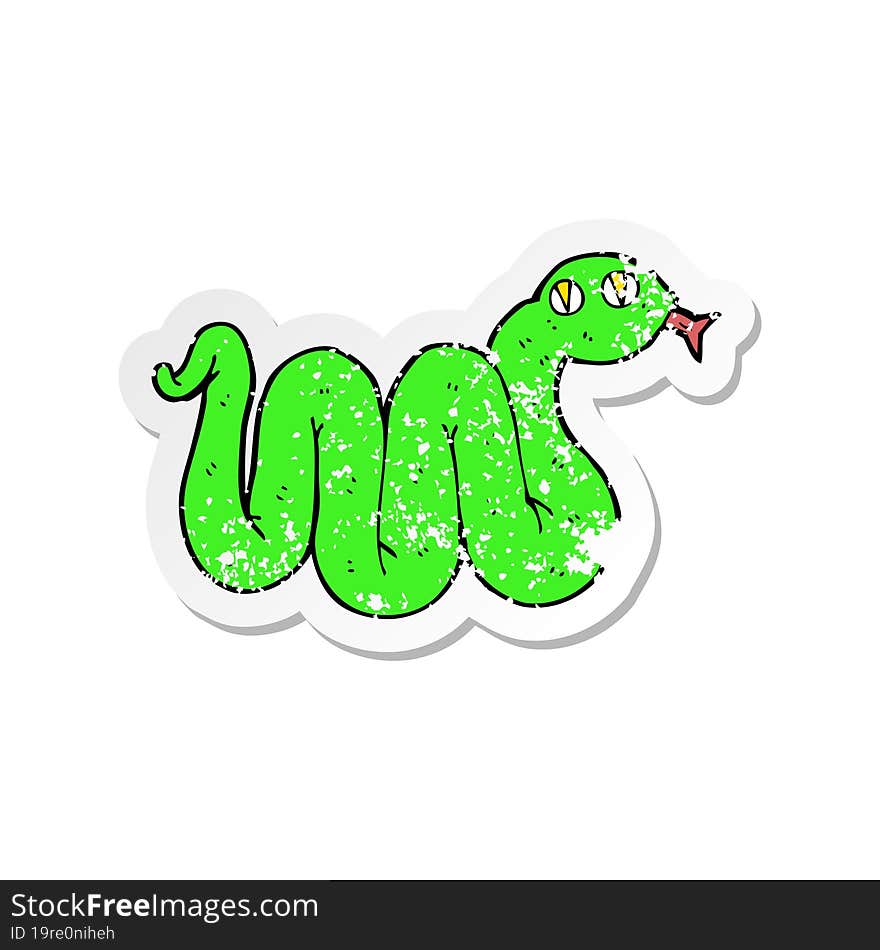 retro distressed sticker of a funny cartoon snake