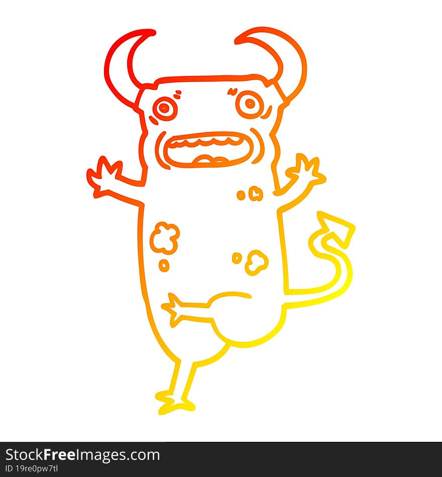 warm gradient line drawing cartoon demon