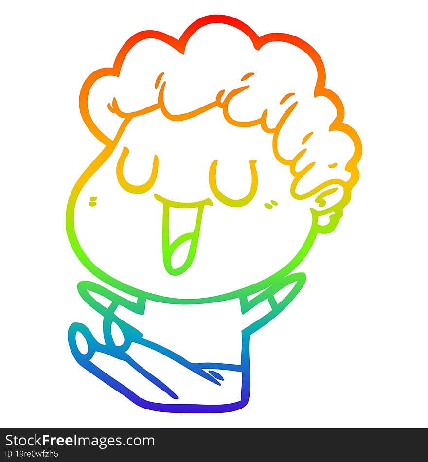 rainbow gradient line drawing laughing cartoon man