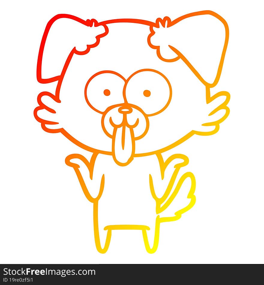 warm gradient line drawing of a cartoon dog with tongue sticking out