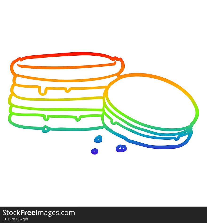 Rainbow Gradient Line Drawing Biscuit