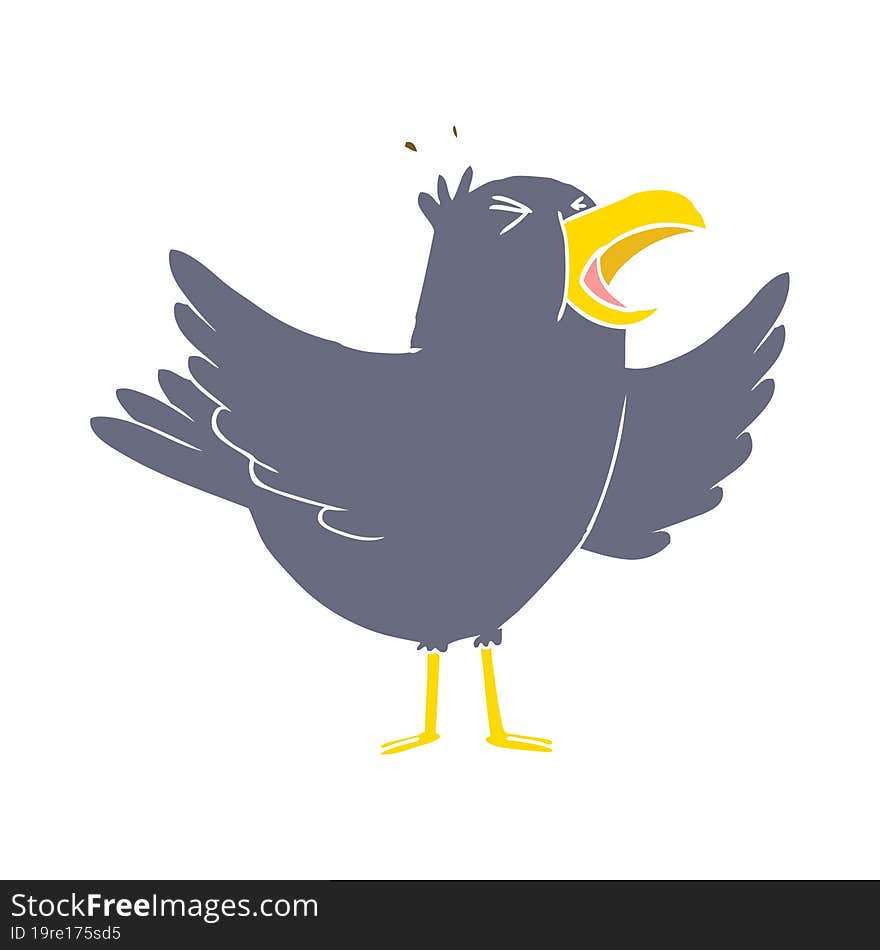 Flat Color Style Cartoon Squawking Bird