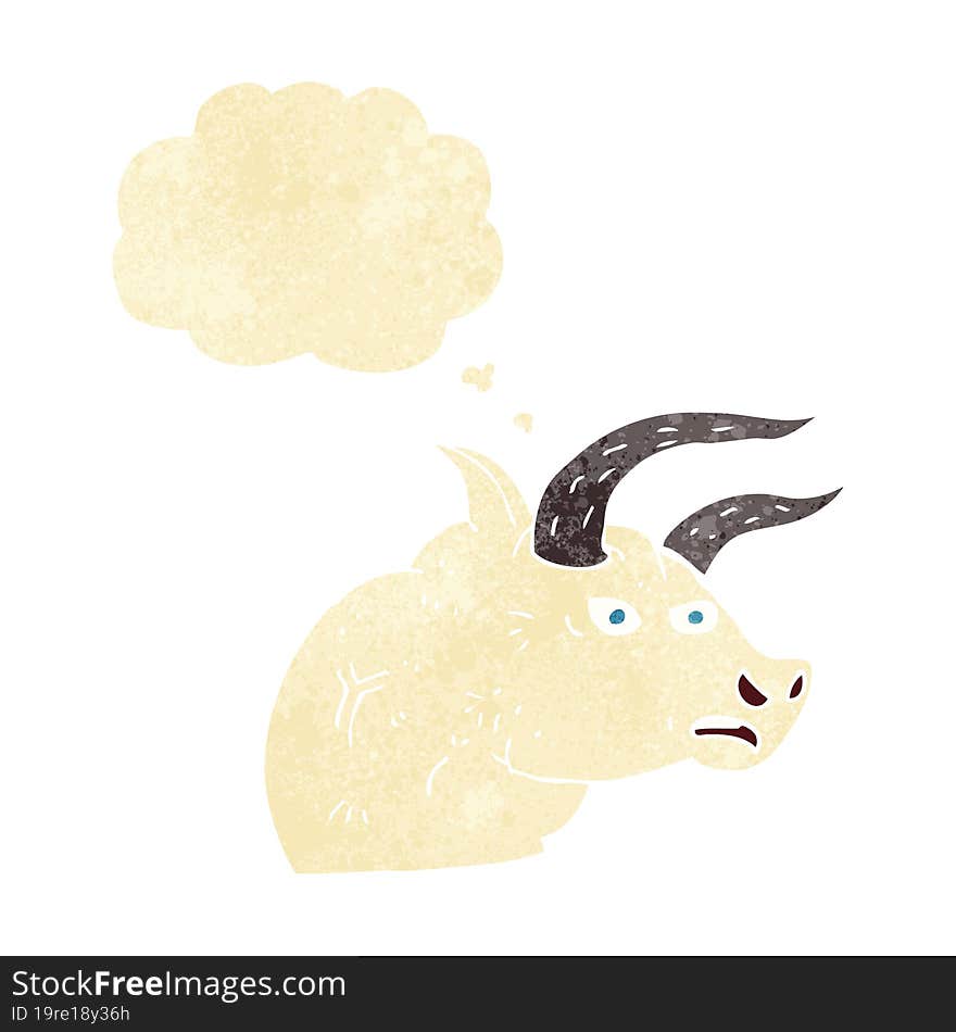 cartoon angry bull head with thought bubble