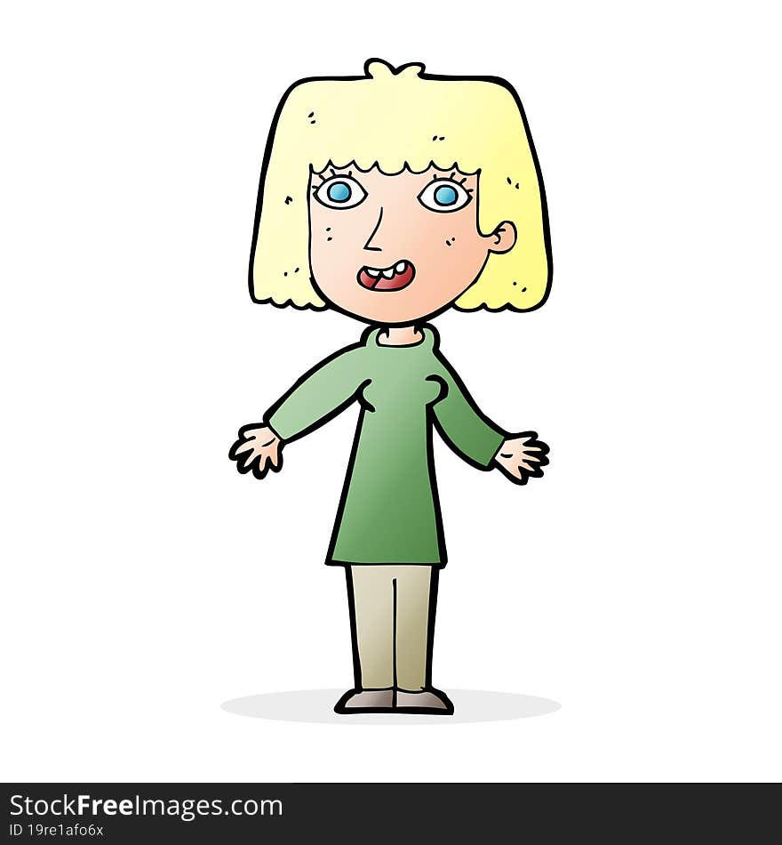 cartoon happy woman