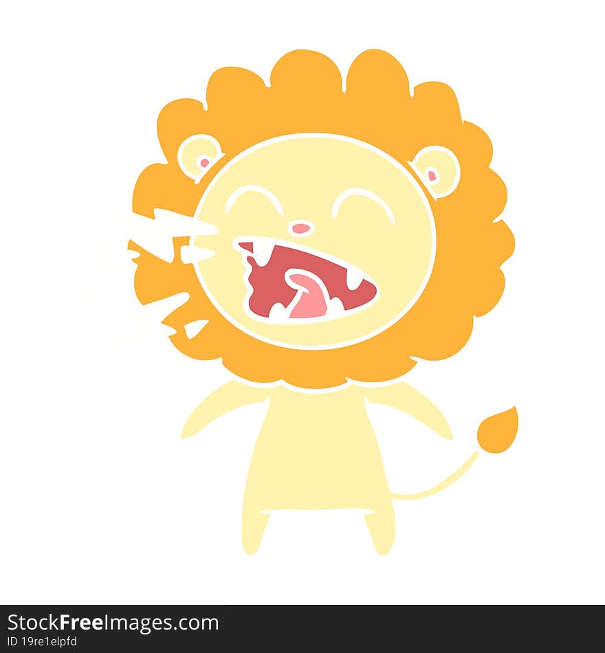 flat color style cartoon roaring lion