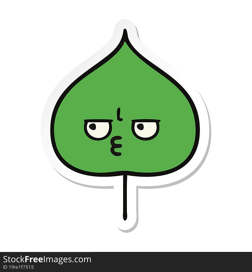 sticker of a cute cartoon expressional leaf