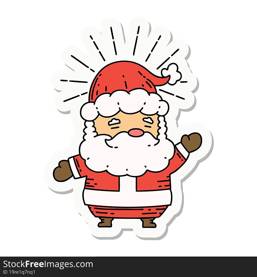 sticker of a tattoo style santa claus christmas character