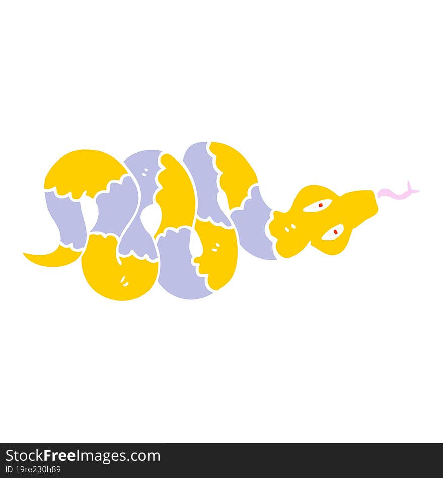 flat color illustration cartoon poisonous snake