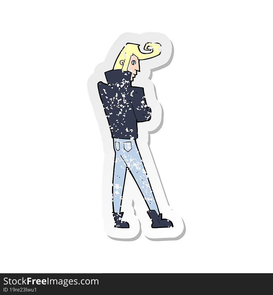 retro distressed sticker of a cartoon cool guy