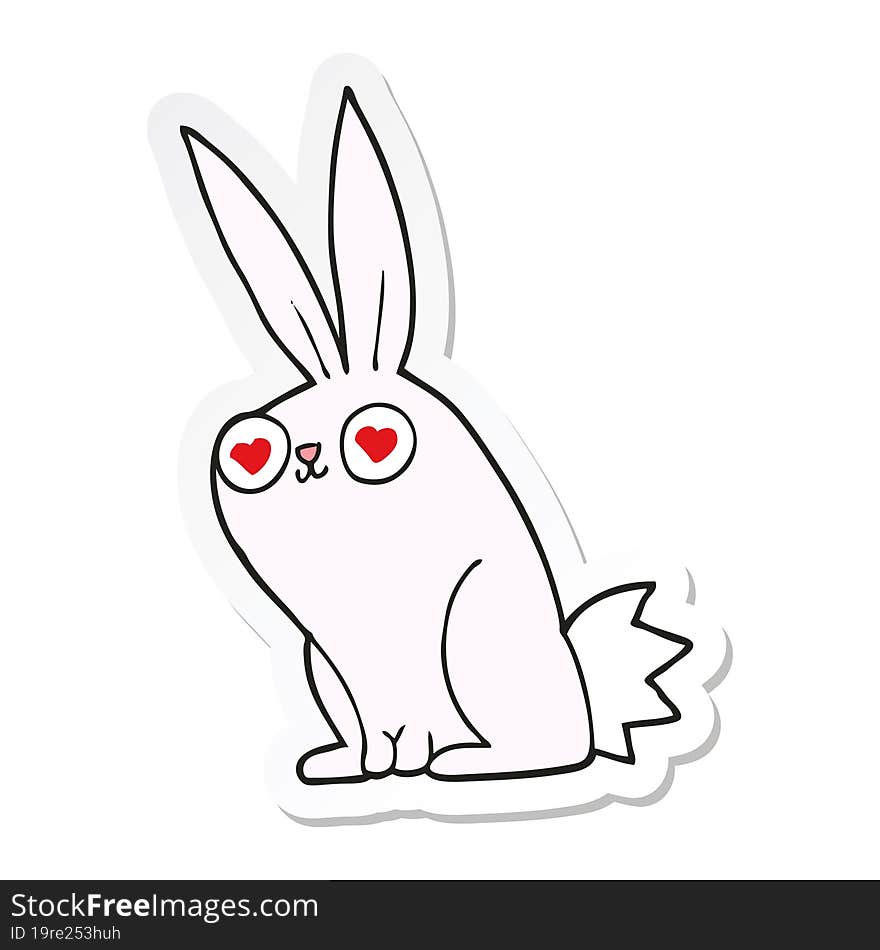 sticker of a cartoon bunny rabbit in love