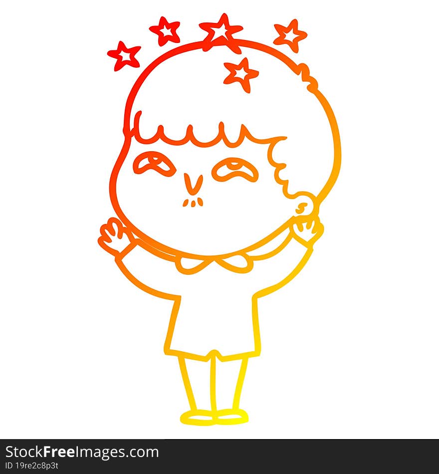 warm gradient line drawing cartoon amazed boy