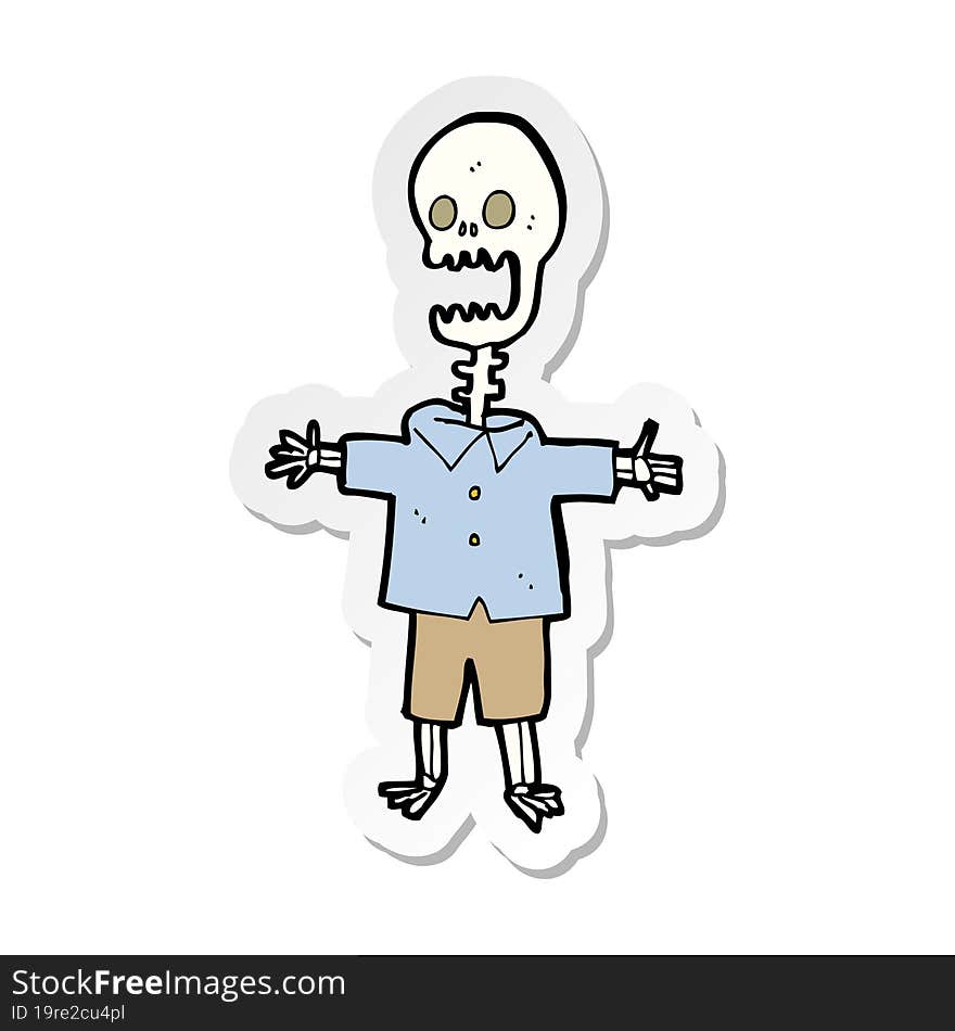 Sticker Of A Cartoon Skeleton