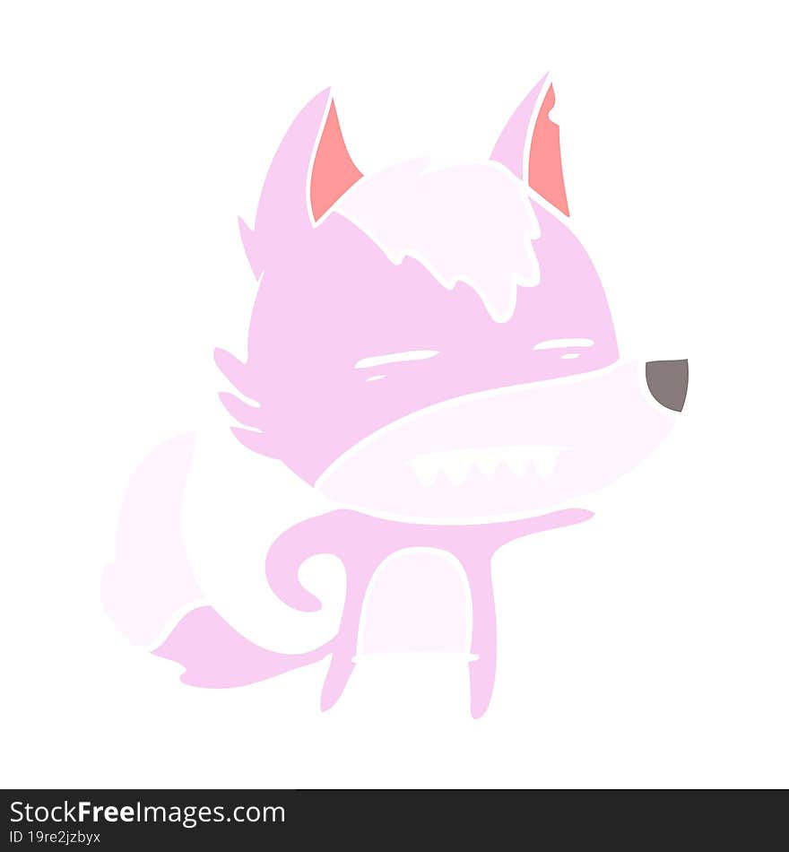 flat color style cartoon wolf showing teeth