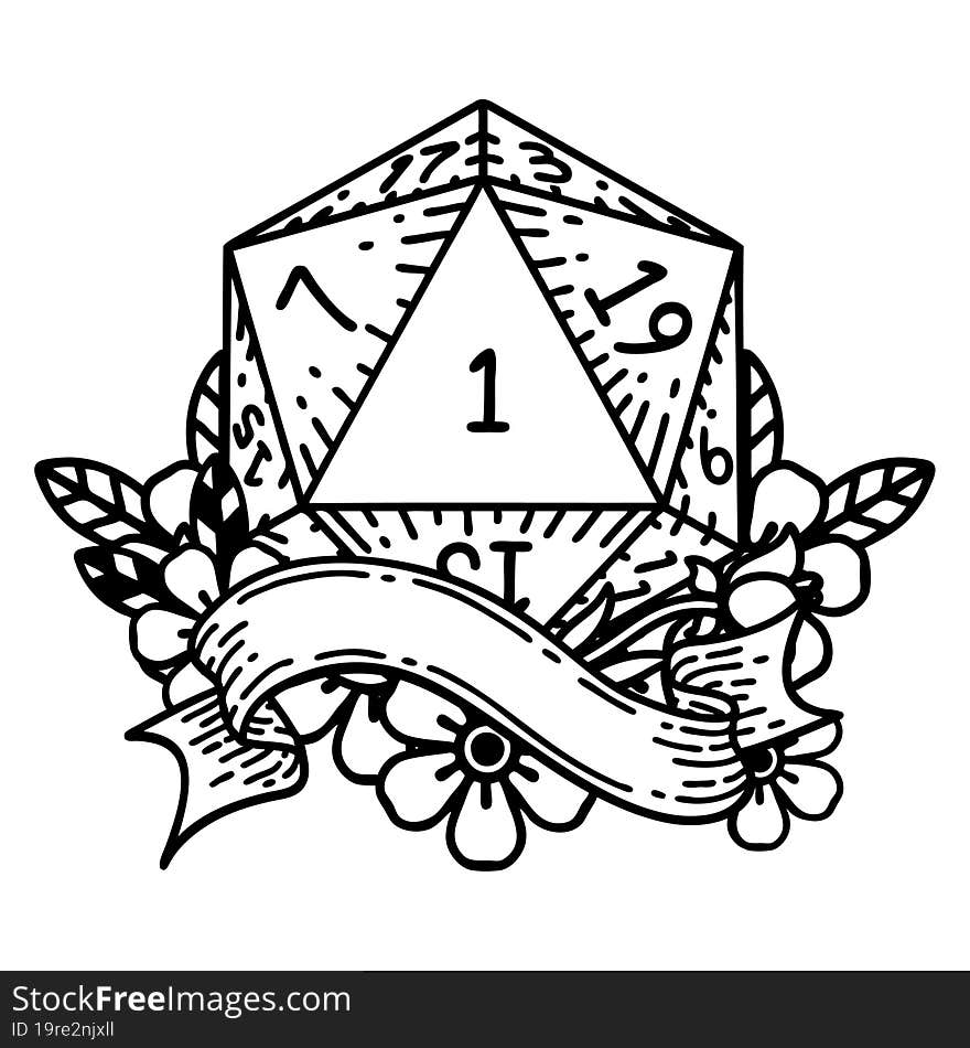 natural one d20 dice roll illustration