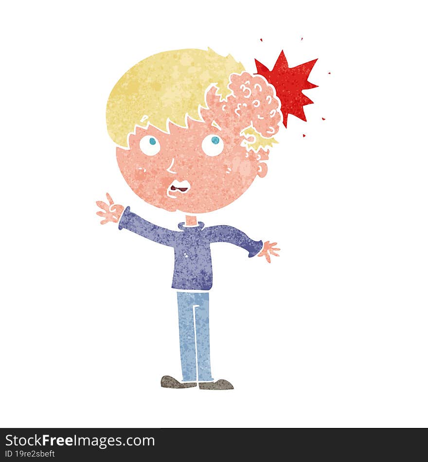 cartoon boy with injured head. cartoon boy with injured head