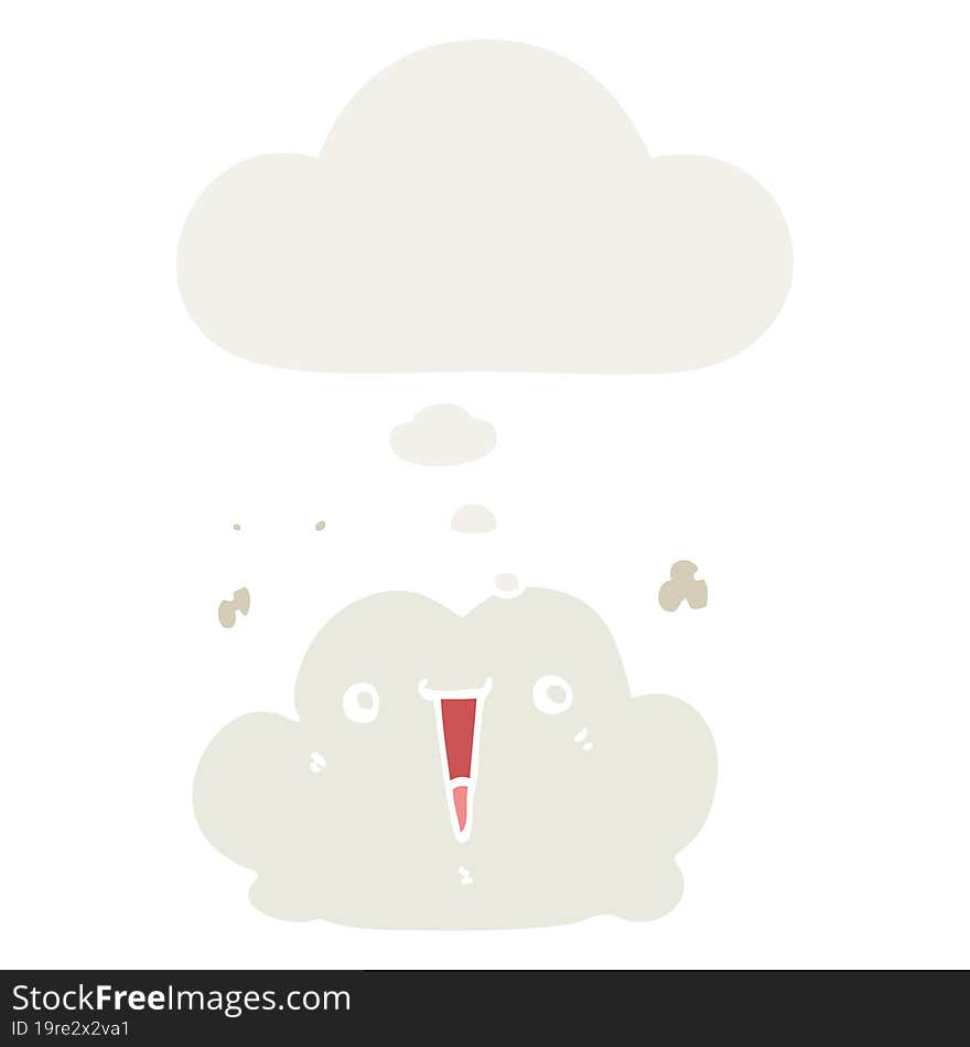 cute cartoon cloud and thought bubble in retro style