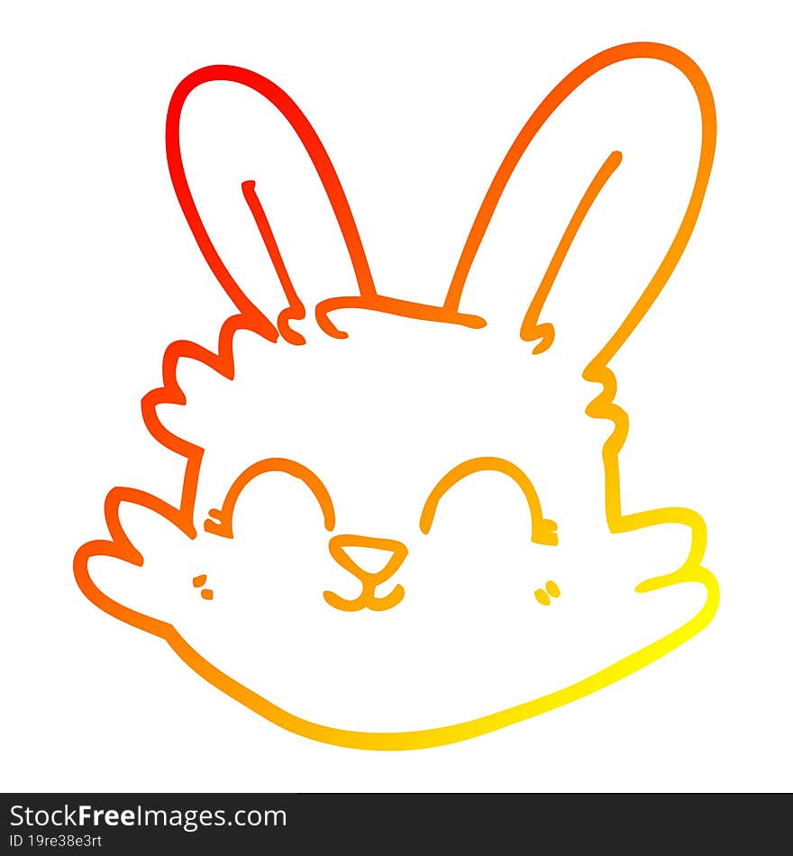 warm gradient line drawing cartoon happy rabbit