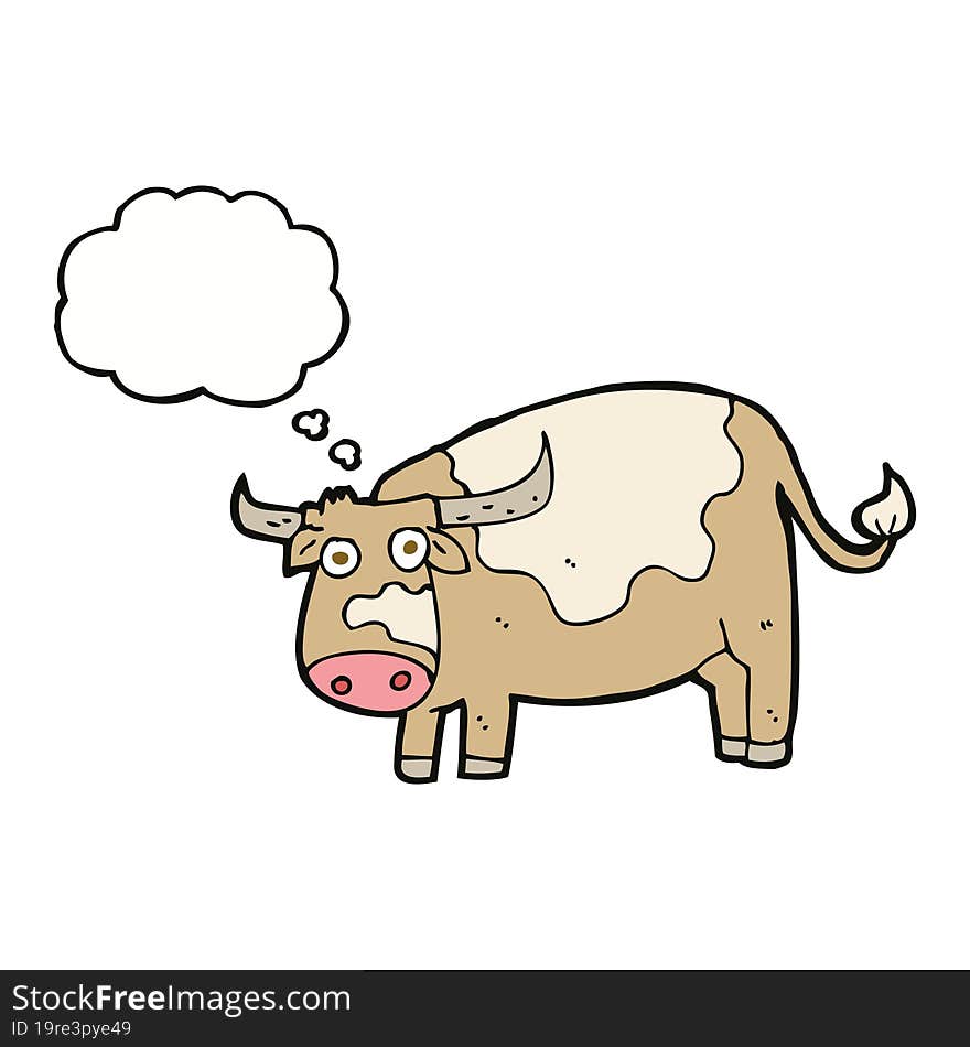 cartoon cow with thought bubble