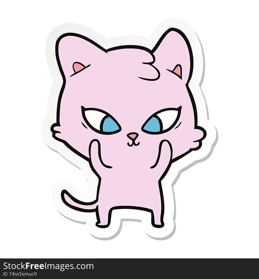 sticker of a cute cartoon cat