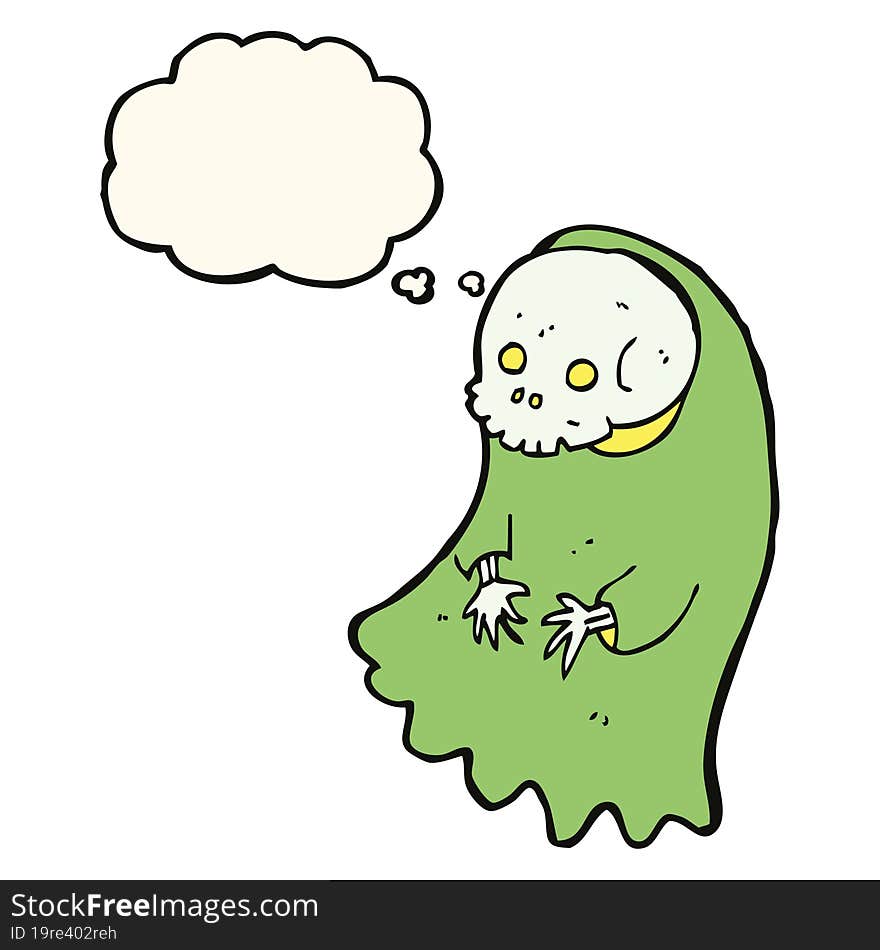 Cartoon Spooky Ghoul With Thought Bubble