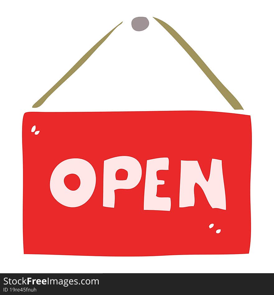 Cartoon Doodle Open Sign