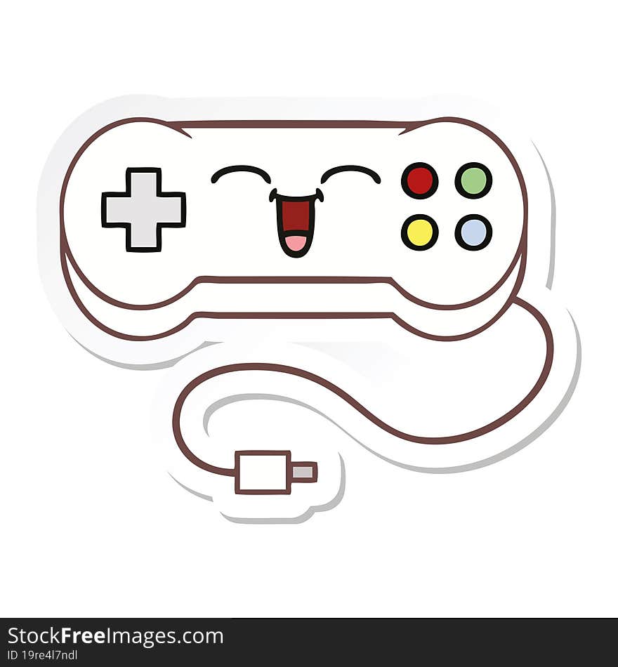 sticker of a cute cartoon game controller