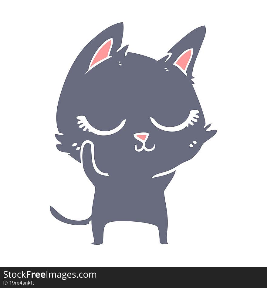 Calm Flat Color Style Cartoon Cat